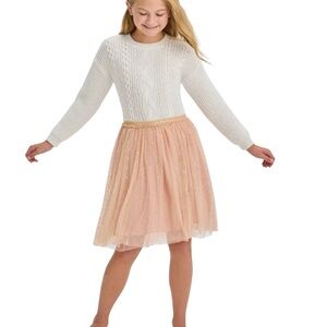 Girl Chic Pink and Gold Tulle Embroidered Skirt Size XL